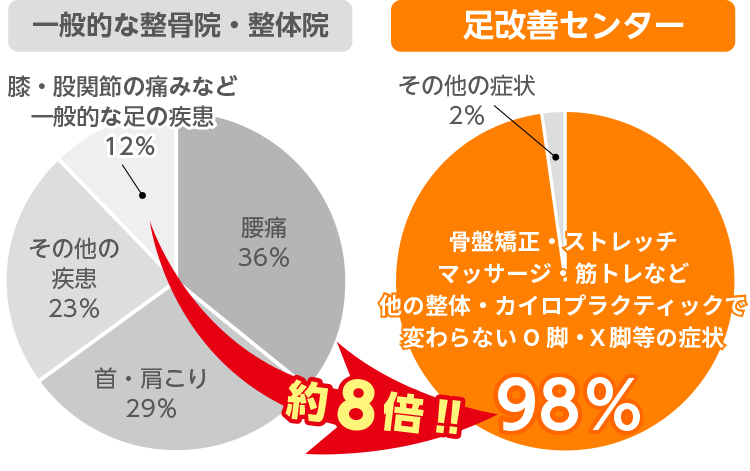 他を寄せ付けない足の疾患数。専門店だから施術数が一般的な治療院の約8倍